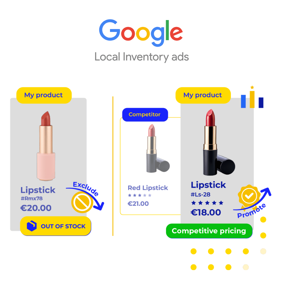 Support avancé pour Google LIA & RAAP NetAmplify est conçu pour répondre de bout en bout aux formats locaux de Google Merchant Center . Nous créons une vue produit par magasin (une ligne par magasin × SKU) avec des codes magasin durables, des données de localisation et des options de retrait, puis nous maintenons l’inventaire et les prix synchronisés à haute fréquence afin que les Local Inventory Ads (LIA) reflètent toujours la réalité en rayon. Pour la disponibilité et tarification régionales (RAAP) , nous associons vos zones commerciales aux identifiants régionaux de Google, appliquons des substitutions de prix/disponibilité spécifiques aux régions et gérons l’éligibilité ainsi que les diagnostics à travers les régions et magasins afin de réduire les refus et de maintenir une couverture optimale. Ce que cela permet LIA précis : mises à jour programmées ou quasi temps réel de la disponibilité, du prix/prix promotionnel (avec dates effectives), du mode de retrait/SLA et des horaires d’ouverture. RAAP à grande échelle : flux au niveau régional avec substitutions de prix et de disponibilité, basculements intelligents vers les prix nationaux lorsqu’une région n’est pas définie. Résilience opérationnelle : alertes, relances et règles de validation qui signalent les codes magasin manquants, les GTIN ou les incohérences de catégories avant qu’ils ne deviennent des problèmes de conformité. Préparation multi-pays : compatibilité Merchant Center pour de nombreux magasins et régions, avec des flux adaptés par pays et par langue.