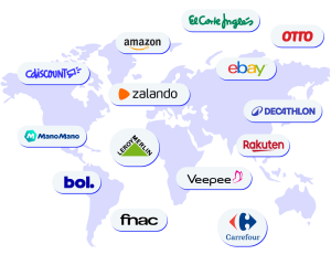 Map with marketplaces around the world