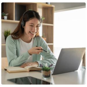 Woman using NetMarkets on her laptop