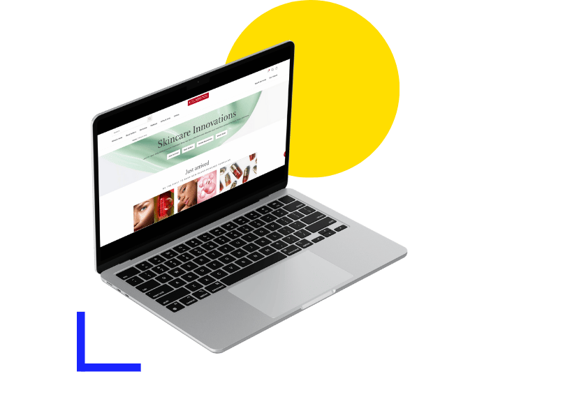 Clarins US website displayed on a laptop mockup
